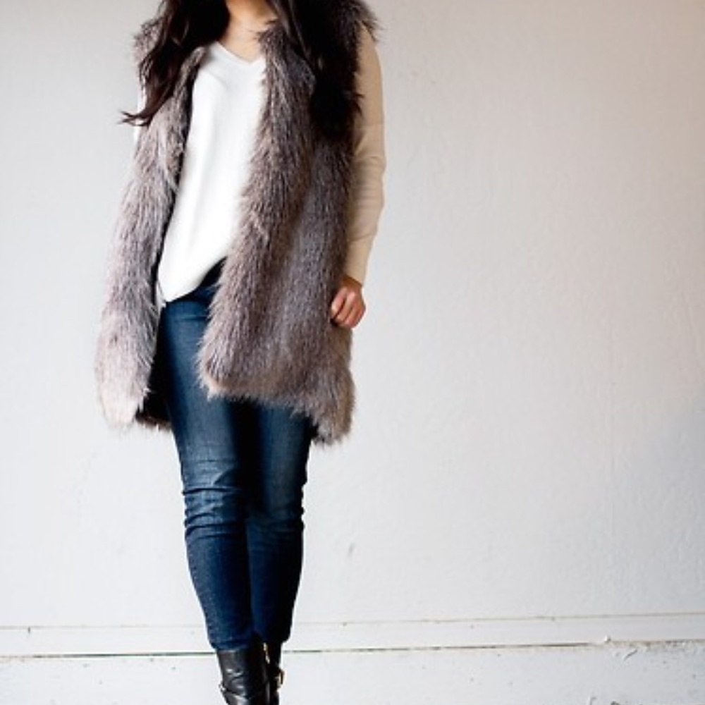 Ann Taylor Faux Fur Long Vest